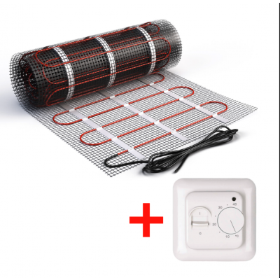 Изображение №1 - Теплый пол нагревательный мат (6 кв.м.) + механический терморегулятор