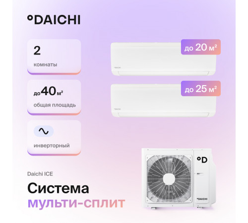 Мультисплит система Daichi DF40A2MS1R/ICE20AVQS1R/ICE25AVQS1R Мультисплит система Daichi DF40A2MS1R/ICE20AVQS1R/ICE25AVQS1R