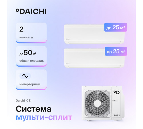 Мультисплит система Daichi DF50A2MS1R/ICE25AVQS1R/ICE25AVQS1R Мультисплит система Daichi DF50A2MS1R/ICE25AVQS1R/ICE25AVQS1R